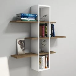 Loftscape Wandregal Valletta - Weiß / Walnuss Dekor -Wohnzimmermöbel boutique en ligne 1000333631 220302 020 MOOD DETAILS P000000001000333631 mood