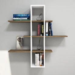 Loftscape Wandregal Valletta - Weiß / Walnuss Dekor -Wohnzimmermöbel boutique en ligne 1000333631 220302 021 MOOD DETAILS P000000001000333631 mood