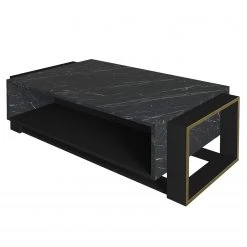 Loftscape Couchtisch Board Luca - Marmor Schwarz Dekor / Gold