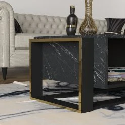 Loftscape Couchtisch Board Luca - Marmor Schwarz Dekor / Gold -Wohnzimmermöbel boutique en ligne 1000333647 220302 031 DETAILS P000000001000333647