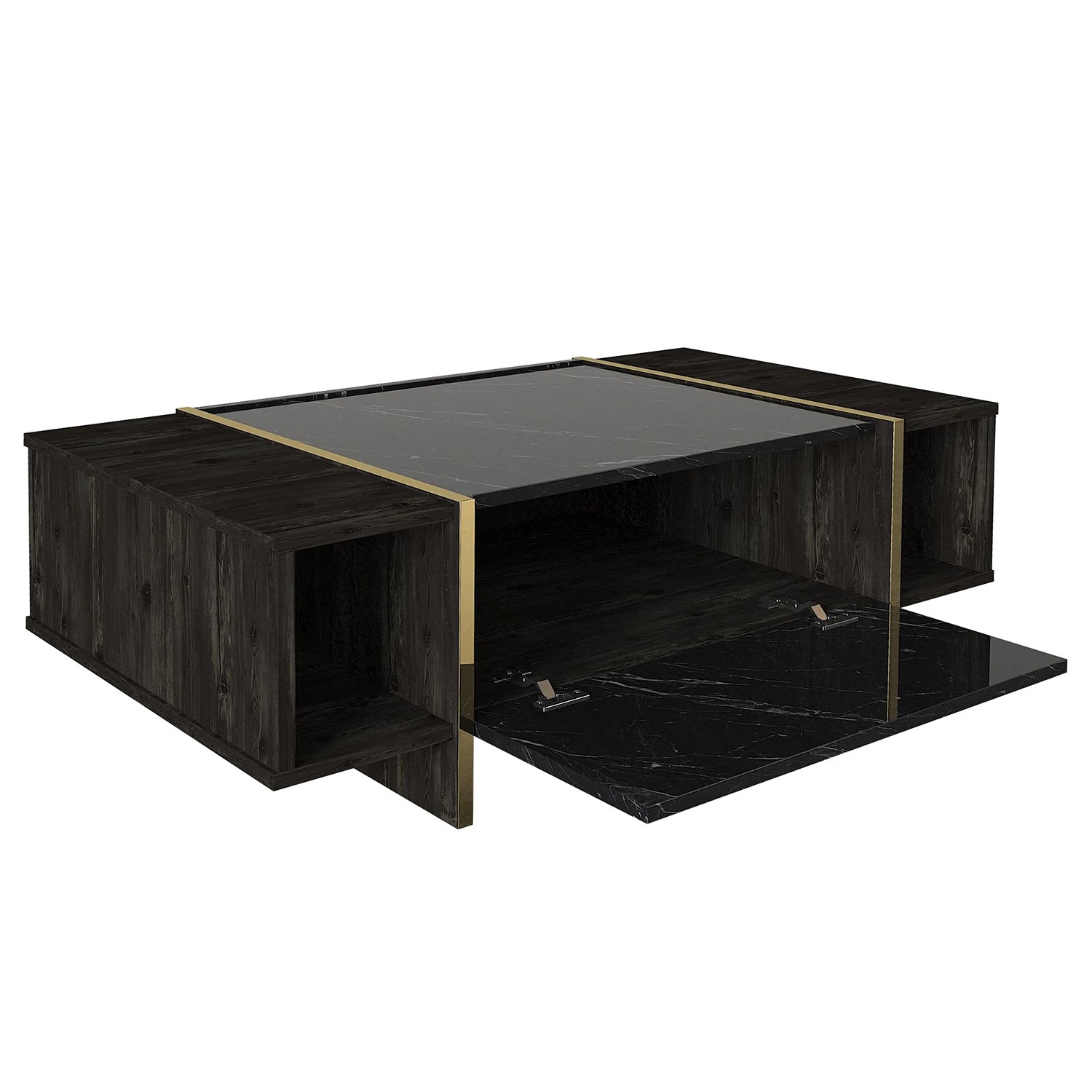 Loftscape Couchtisch Vidal - Marmor Schwarz Dekor / Walnuss Dekor / Gold 6 Loftscape Couchtisch Vidal - Marmor Schwarz Dekor / Walnuss Dekor / Gold – Bild 6