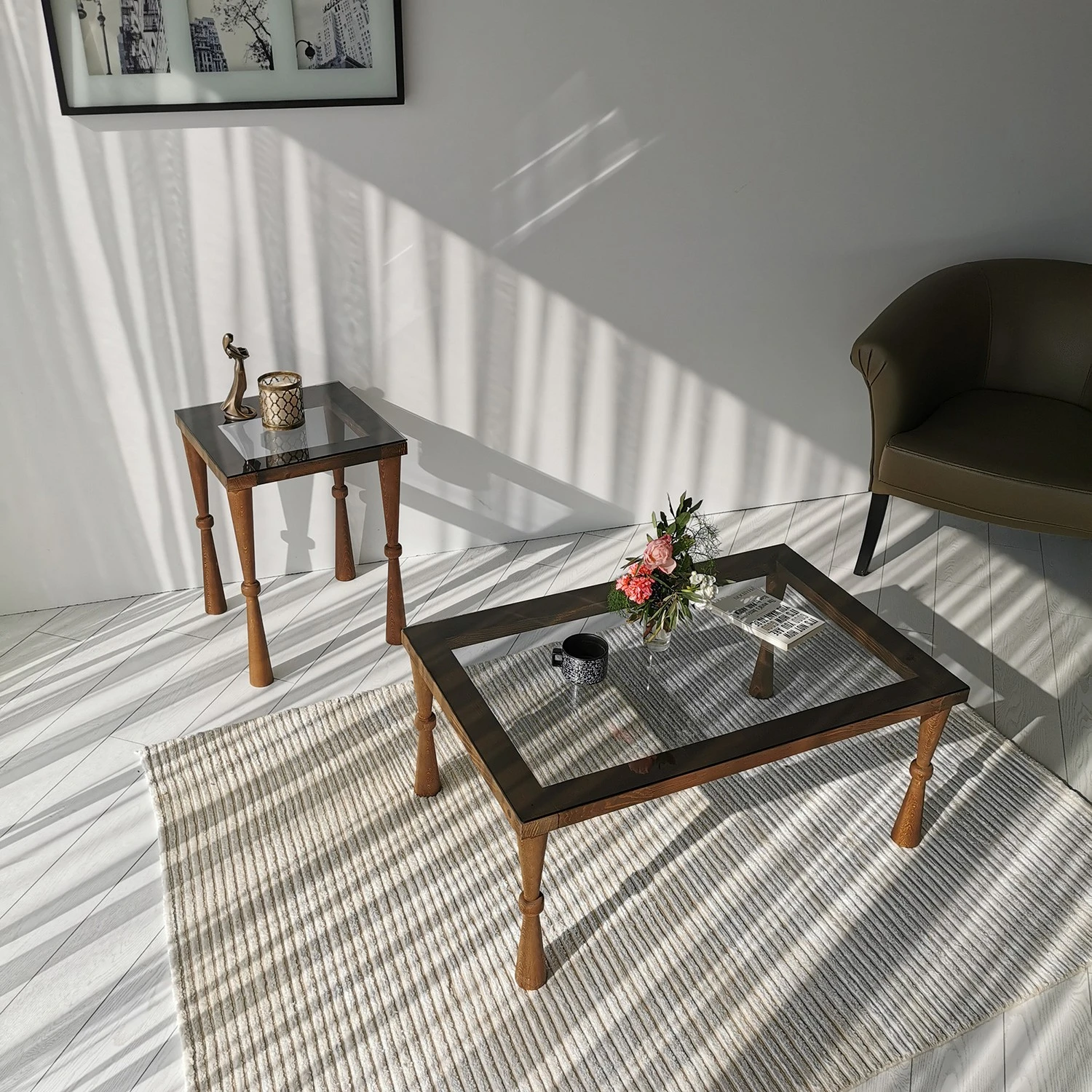 Ars Natura Couchtisch Donatella - Glas / Walnuss massiv - Rauchschwarz / Walnuss 9 Ars Natura Couchtisch Donatella - Glas / Walnuss massiv - Rauchschwarz / Walnuss – Bild 9