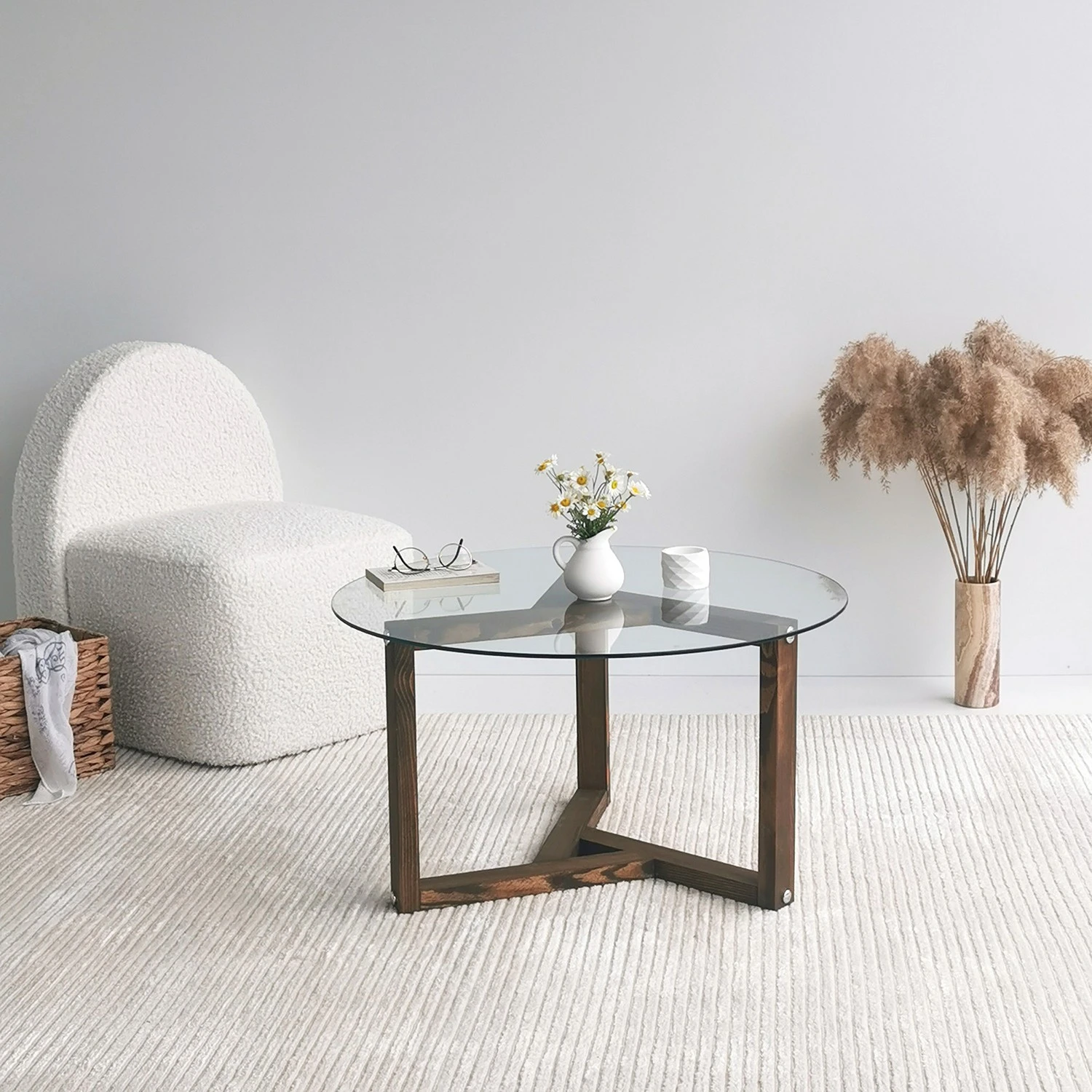 Loftscape Couchtisch Yorkton III - Glas / Walnuss massiv - Walnuss 2 Loftscape Couchtisch Yorkton III - Glas / Walnuss massiv - Walnuss – Bild 2