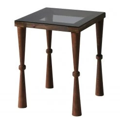 Ars Natura Beistelltisch Donatella - Glas / Walnuss massiv - Rauchschwarz / Walnuss