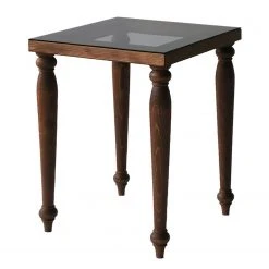 Ars Natura Beistelltisch Tating - Glas / Walnuss massiv - Rauchschwarz / Walnuss