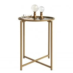 Loftscape Beistelltisch Guichen II - Glas / Metall - Rauchschwarz / Gold -Wohnzimmermöbel boutique en ligne 1000333711 220302 030 DETAILS P000000001000333711