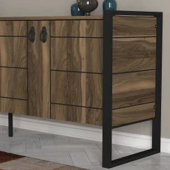 Red Living Sideboard Lando - Metall - Walnuss Dekor / Schwarz -Wohnzimmermöbel boutique en ligne 1000333722 220302 030 DETAILS P000000001000333722