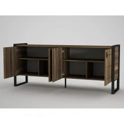 Red Living Sideboard Lando - Metall - Walnuss Dekor / Schwarz -Wohnzimmermöbel boutique en ligne 1000333722 220302 031 DETAILS P000000001000333722