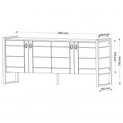 Red Living Sideboard Lando - Metall - Walnuss Dekor / Schwarz -Wohnzimmermöbel boutique en ligne 1000333722 220302 500 SKETCH DETAILS P000000001000333722 sketch