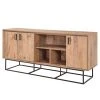 Red Living Sideboard Yopal II - Metall - Kiefer Dekor / Schwarz