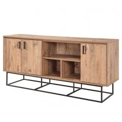 Red Living Sideboard Yopal II - Metall - Kiefer Dekor / Schwarz