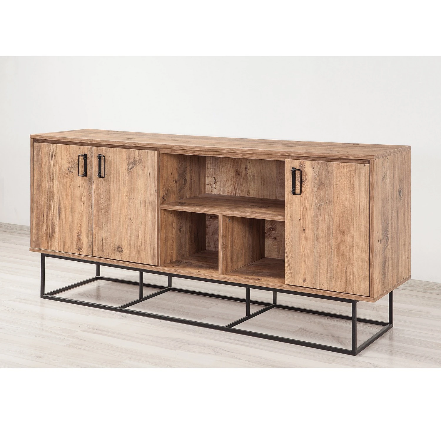 Red Living Sideboard Yopal II - Metall - Kiefer Dekor / Schwarz 3 Red Living Sideboard Yopal II - Metall - Kiefer Dekor / Schwarz – Bild 3