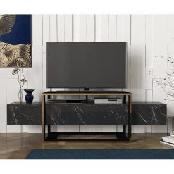 Loftscape TV-Lowboard Board Luca - Marmor Schwarz Dekor / Gold -Wohnzimmermöbel boutique en ligne 1000333731 220302 021 MOOD DETAILS P000000001000333731 mood