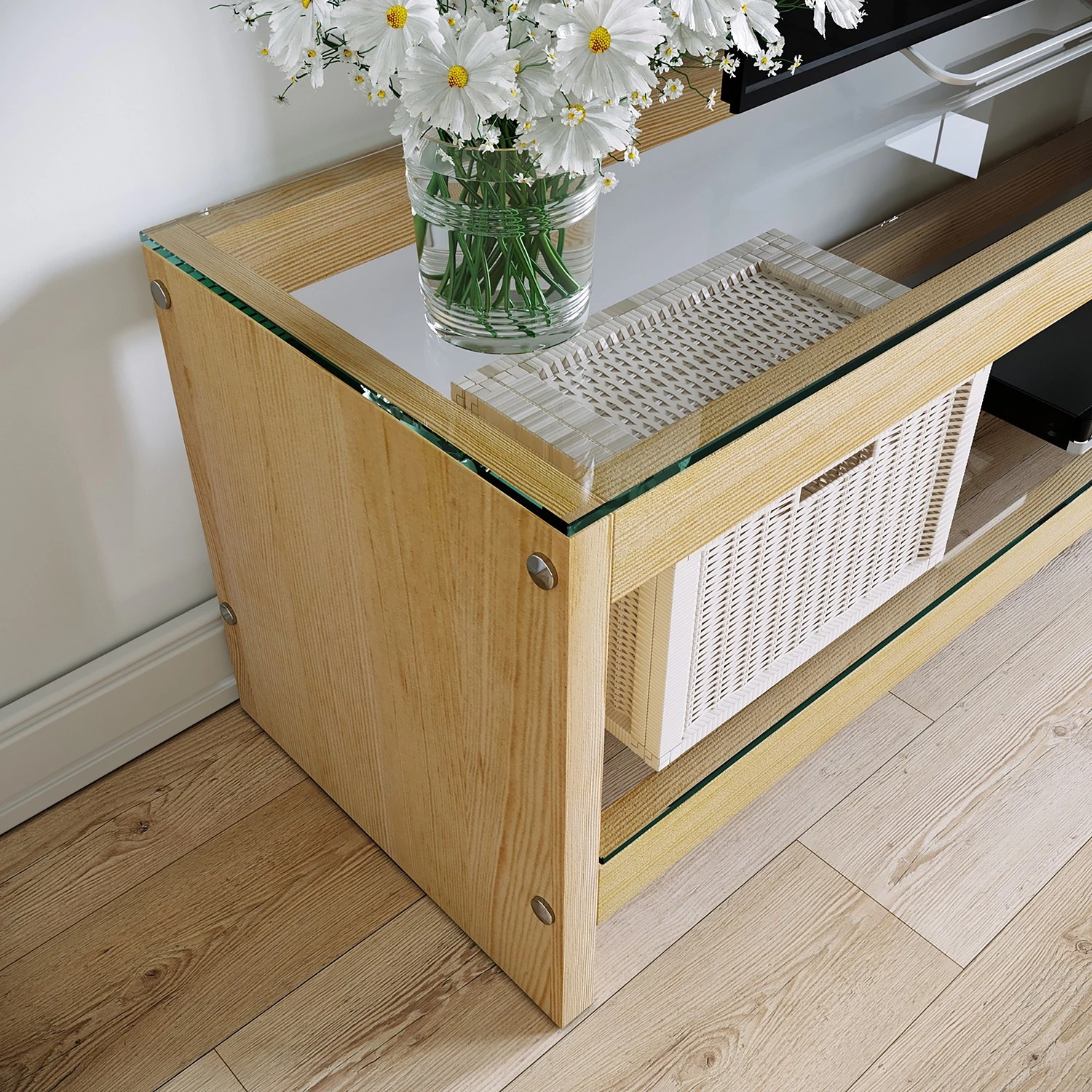 Loftscape Wohnkombination Mömbris (2-teilig) - Glas / Eiche massiv - Transparent / Eiche 4 Loftscape Wohnkombination Mömbris (2-teilig) - Glas / Eiche massiv - Transparent / Eiche – Bild 4