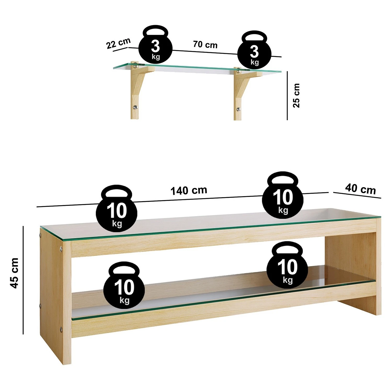 Loftscape Wohnkombination Mömbris (2-teilig) - Glas / Eiche massiv - Transparent / Eiche 6 Loftscape Wohnkombination Mömbris (2-teilig) - Glas / Eiche massiv - Transparent / Eiche – Bild 6