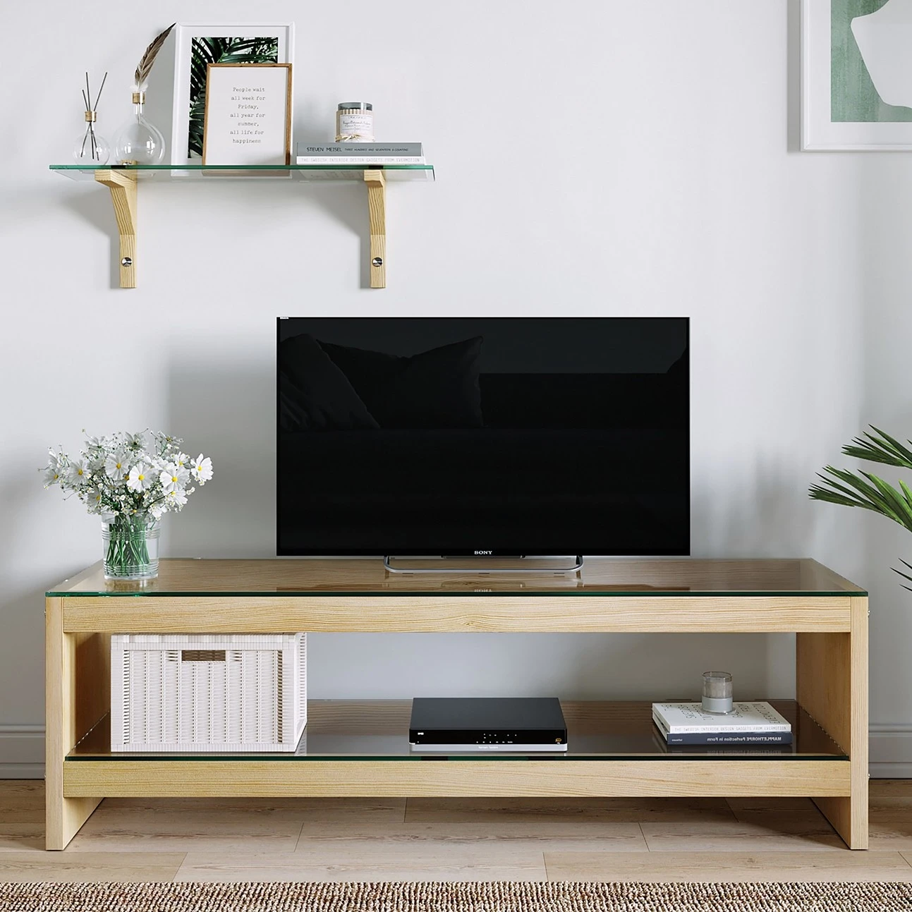 Loftscape Wohnkombination Mömbris (2-teilig) - Glas / Eiche massiv - Transparent / Eiche 1 Loftscape Wohnkombination Mömbris (2-teilig) - Glas / Eiche massiv - Transparent / Eiche