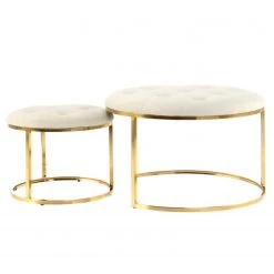 INSTYLE by Kayoom Polsterhocker Myla (2er-Set) - Weiß / Gold -Wohnzimmermöbel boutique en ligne 1000335715 220223 030 DETAILS P000000001000335715