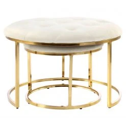 INSTYLE by Kayoom Polsterhocker Myla (2er-Set) - Weiß / Gold -Wohnzimmermöbel boutique en ligne 1000335715 220223 031 DETAILS P000000001000335715