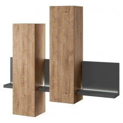 Loftscape Hängeschrank Littor - Inkl. Beleuchtung - Anthrazit / Eiche Dekor