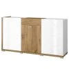 Loftscape Sideboard Lahntal - Hochglanz Weiß / Risseiche Dekor