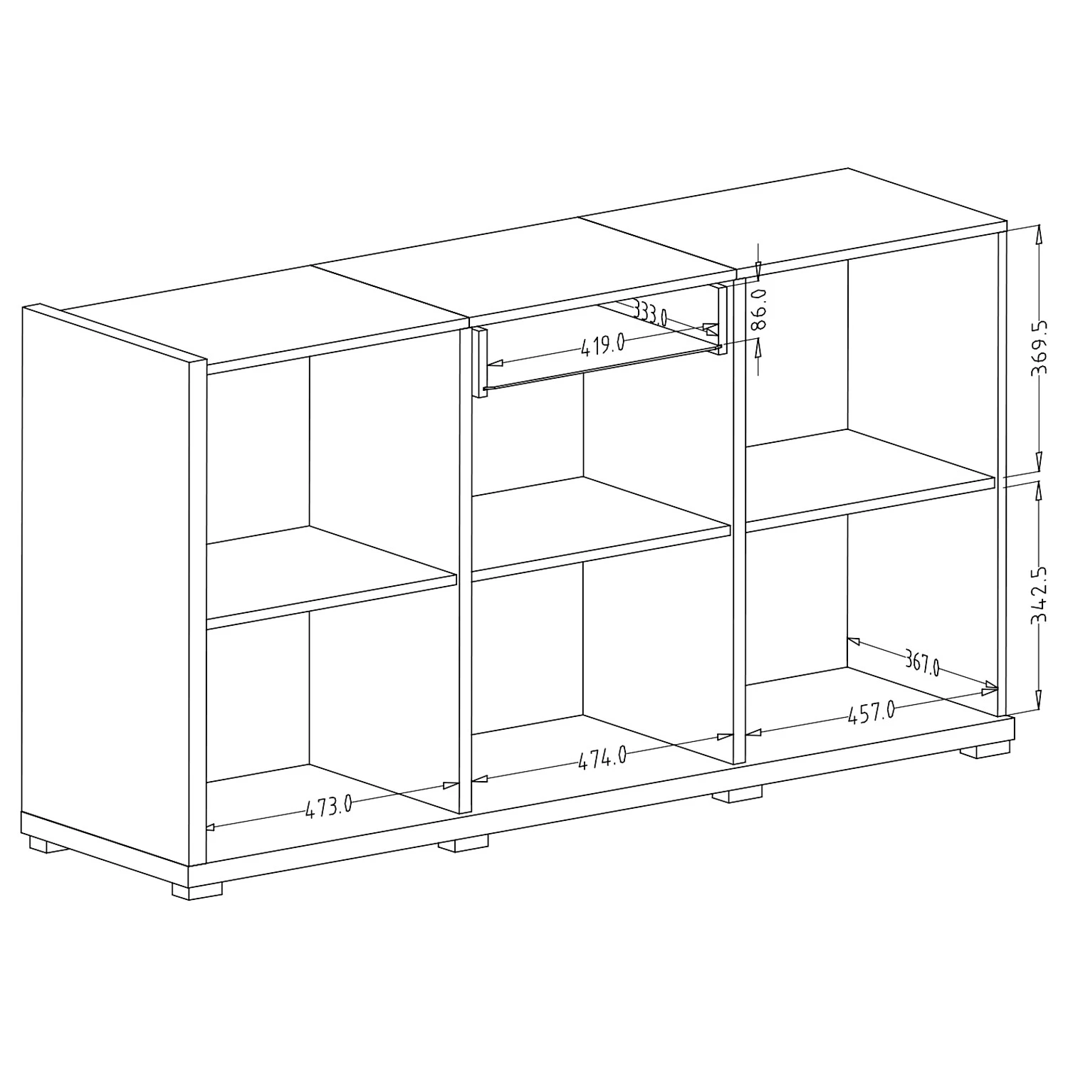 Loftscape Sideboard Lahntal - Hochglanz Weiß / Risseiche Dekor 6 Loftscape Sideboard Lahntal - Hochglanz Weiß / Risseiche Dekor – Bild 6