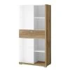 Loftscape Highboard Lahntal - Hochglanz Weiß / Risseiche Dekor