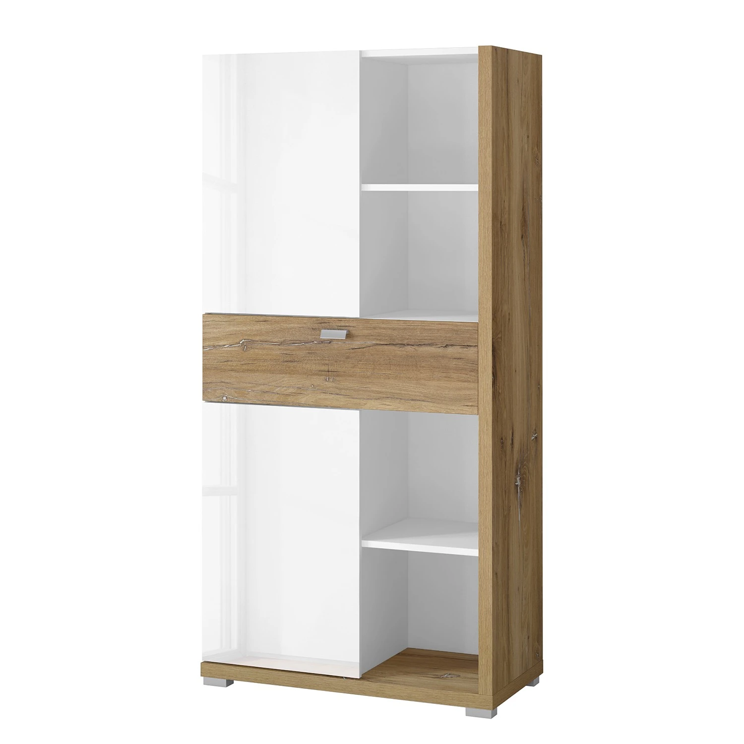 Loftscape Highboard Lahntal - Hochglanz Weiß / Risseiche Dekor 1 Loftscape Highboard Lahntal - Hochglanz Weiß / Risseiche Dekor