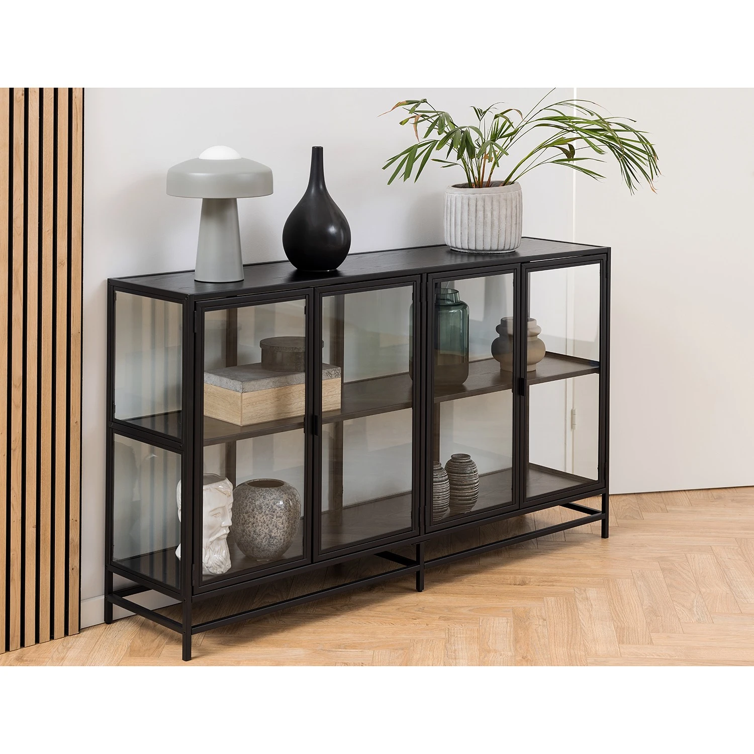 Red Living Sideboard Coogee IV - Glas / Metall - Schwarz 2 Red Living Sideboard Coogee IV - Glas / Metall - Schwarz – Bild 2