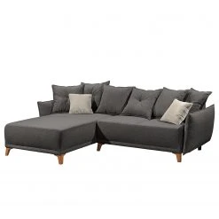 Norrwood Ecksofa Rutherford I - Webstoff Denga / Microfaser Laci: Graphit / Silber - Longchair beidseitig montierbar
