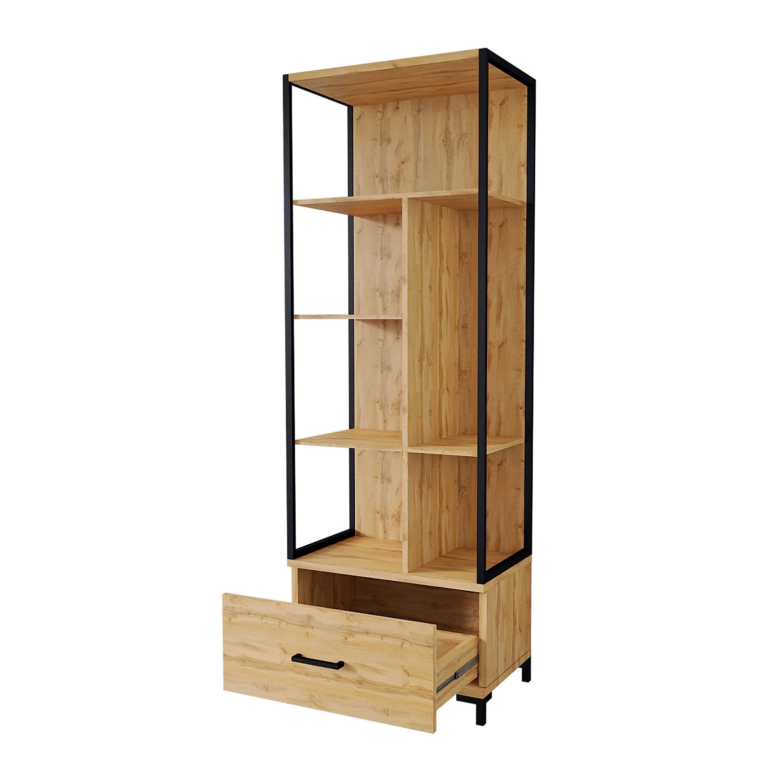 Red Living Büroregal Sonny - Wotaneiche Dekor / Schwarz 4 Red Living Büroregal Sonny - Wotaneiche Dekor / Schwarz – Bild 4