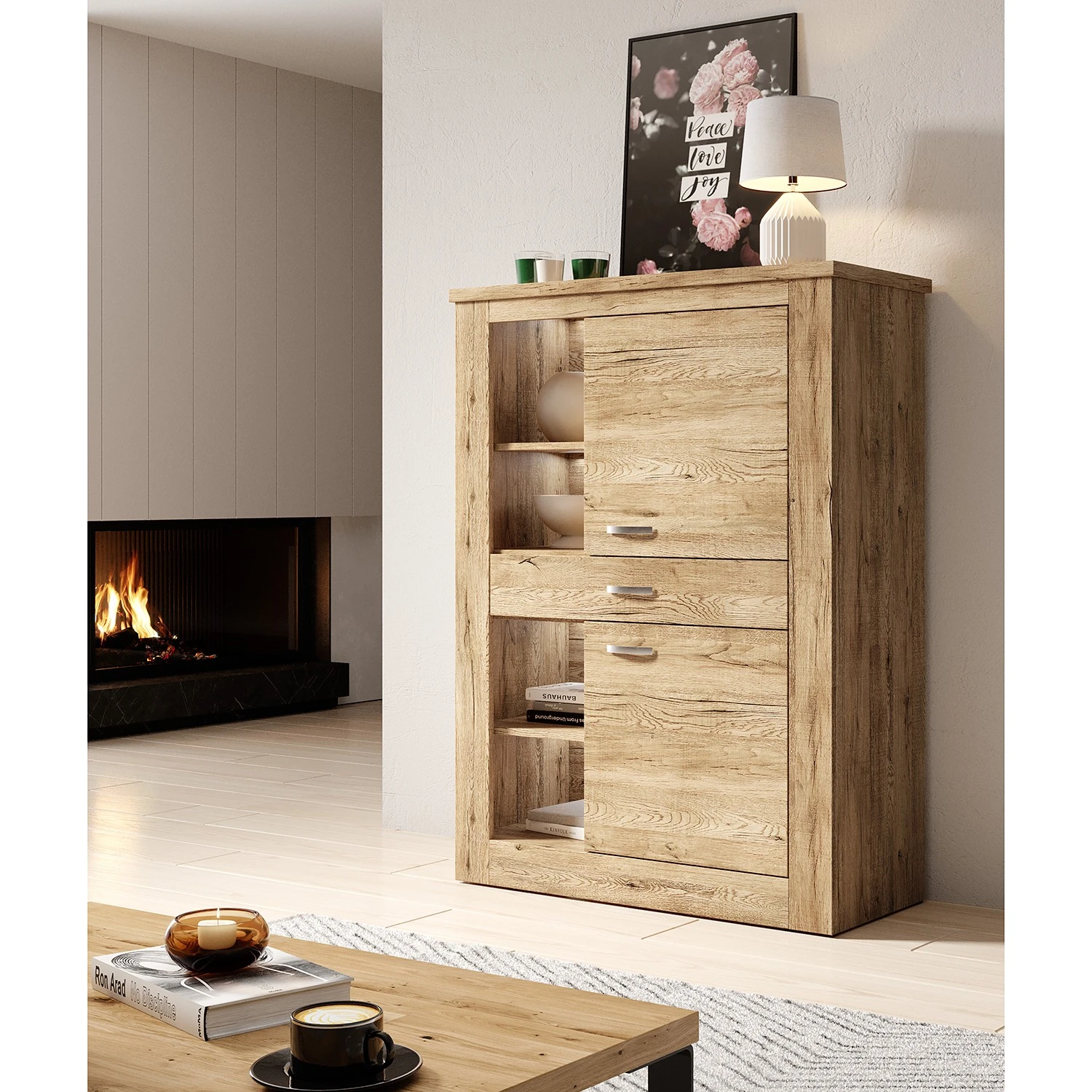 Loftscape Wohnwand Kilcar (4-teilig) - Eiche Dekor 5 Loftscape Wohnwand Kilcar (4-teilig) - Eiche Dekor – Bild 5