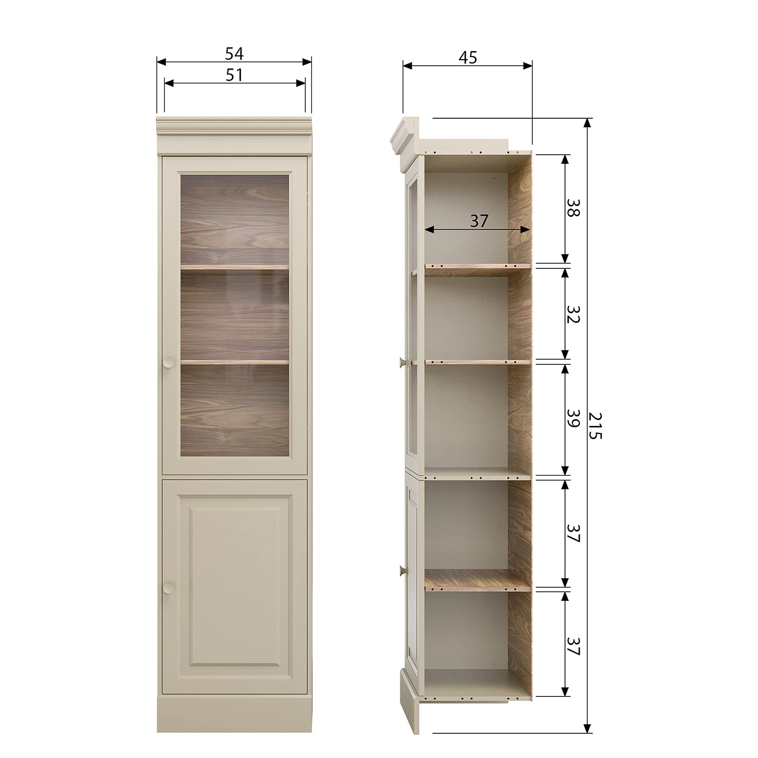 Ridgevalley Standvitrine Solari - Kiefer massiv - Kiefer Grau 7 Ridgevalley Standvitrine Solari - Kiefer massiv - Kiefer Grau – Bild 7