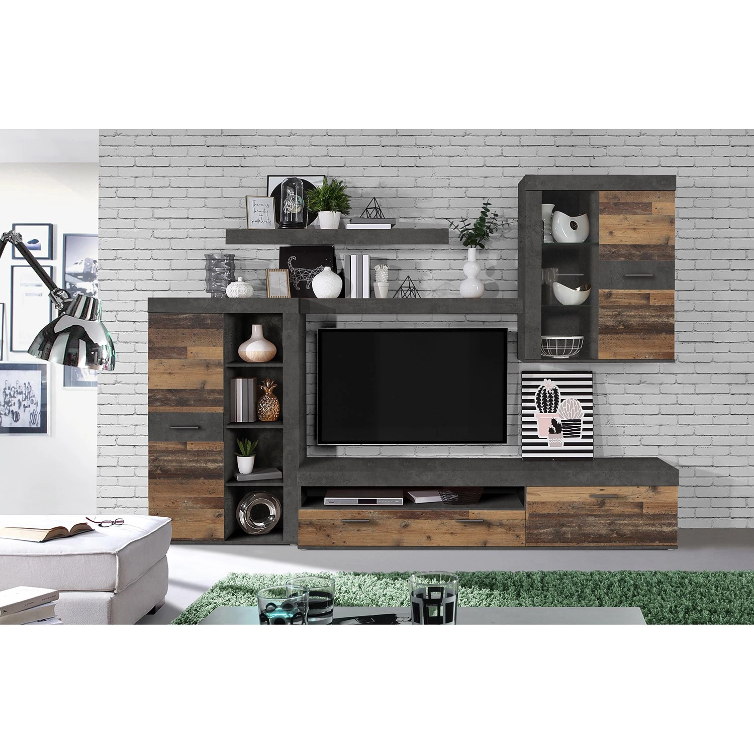 Loftscape Wohnwand Sacaton - Altholz Dekor / Beton Dekor 2 Loftscape Wohnwand Sacaton - Altholz Dekor / Beton Dekor – Bild 2