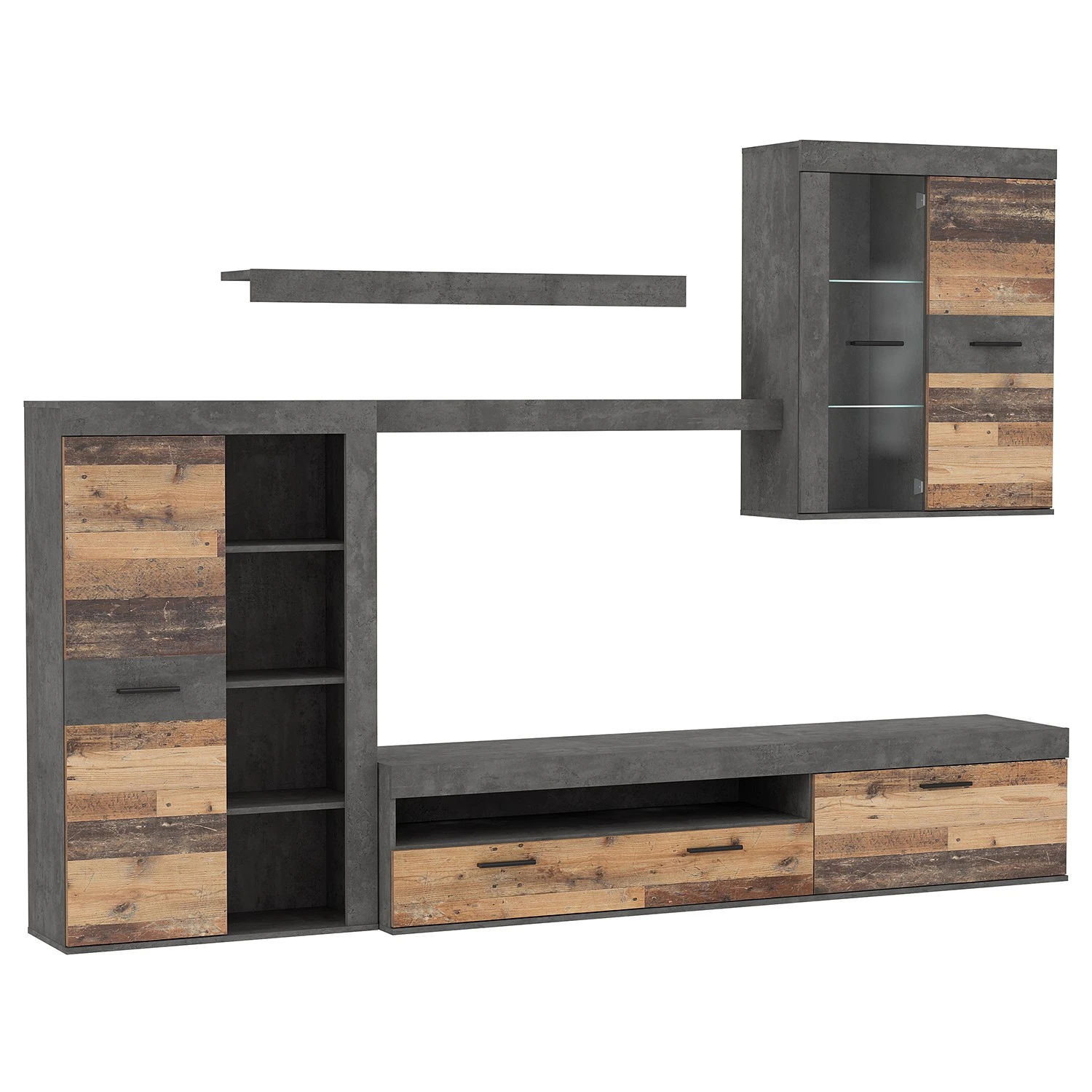 Loftscape Wohnwand Sacaton - Altholz Dekor / Beton Dekor 5 Loftscape Wohnwand Sacaton - Altholz Dekor / Beton Dekor – Bild 5