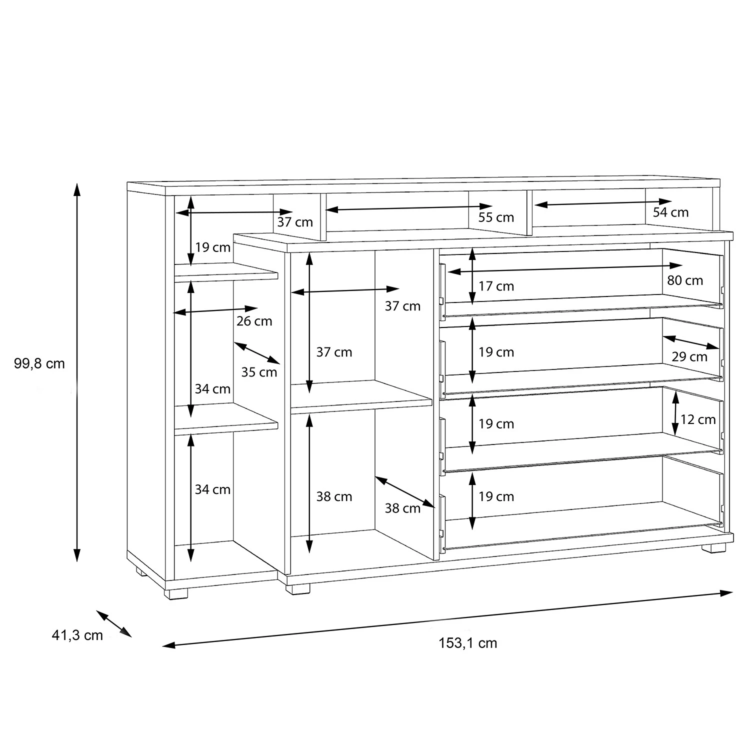 Loftscape Sideboard Piemont III - Weiß / Sandeiche Dekor 7 Loftscape Sideboard Piemont III - Weiß / Sandeiche Dekor – Bild 7