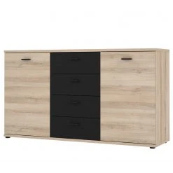 Loftscape Sideboard Piemont I - Schwarz / Eiche Bianco Dekor
