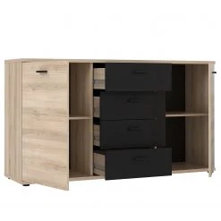 Loftscape Sideboard Piemont I - Schwarz / Eiche Bianco Dekor -Wohnzimmermöbel boutique en ligne 1000342479 220404 031 DETAILS P000000001000342479