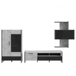 Loftscape Wohnwand Sahil (3-teilig) - Eiche Sorrento Grau Dekor / Schwarz -Wohnzimmermöbel boutique en ligne 1000342498 220331 030 DETAILS P000000001000342498