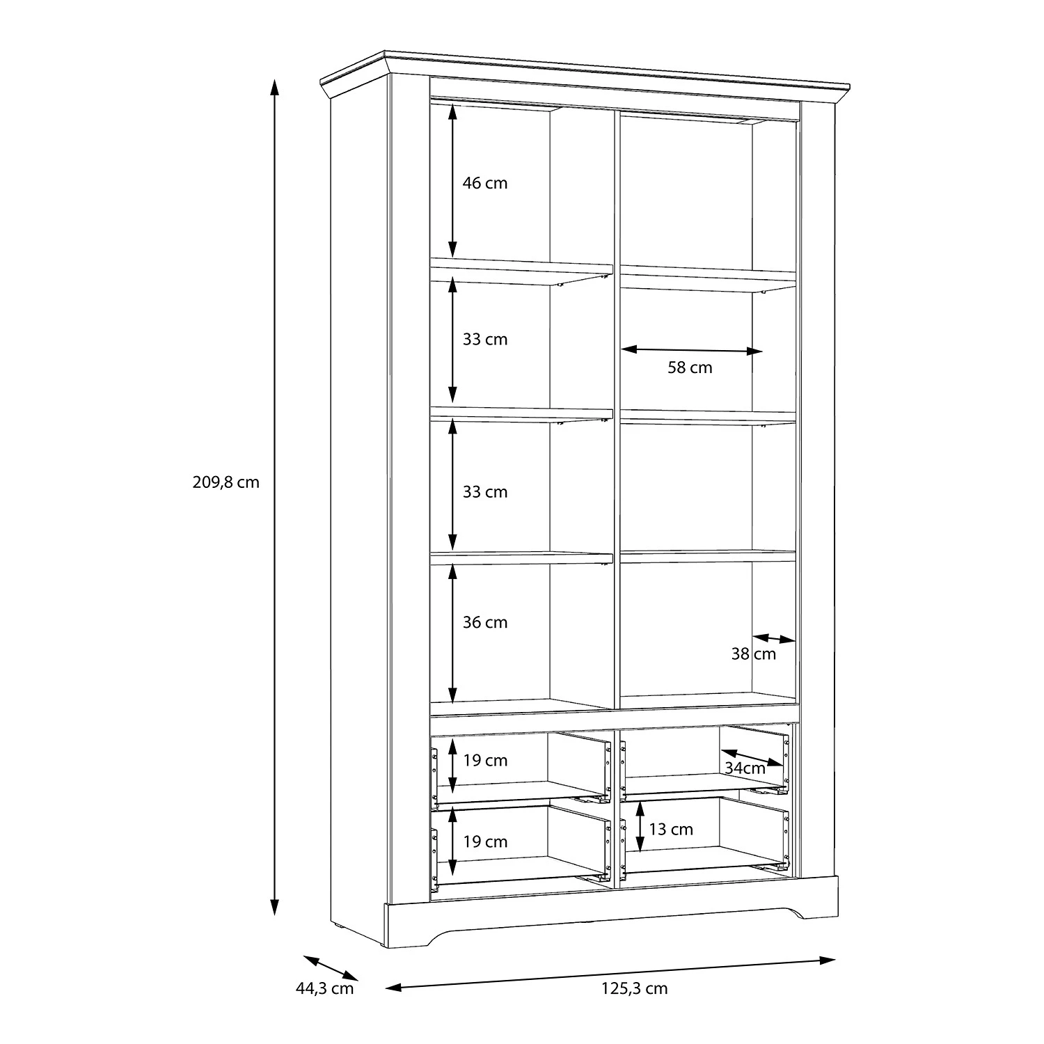 Ridgevalley Vitrinenschrank Sandvik - Inkl. Beleuchtung - Eiche Weiß Dekor / Eiche Nelson Dekor 7 Ridgevalley Vitrinenschrank Sandvik - Inkl. Beleuchtung - Eiche Weiß Dekor / Eiche Nelson Dekor – Bild 7