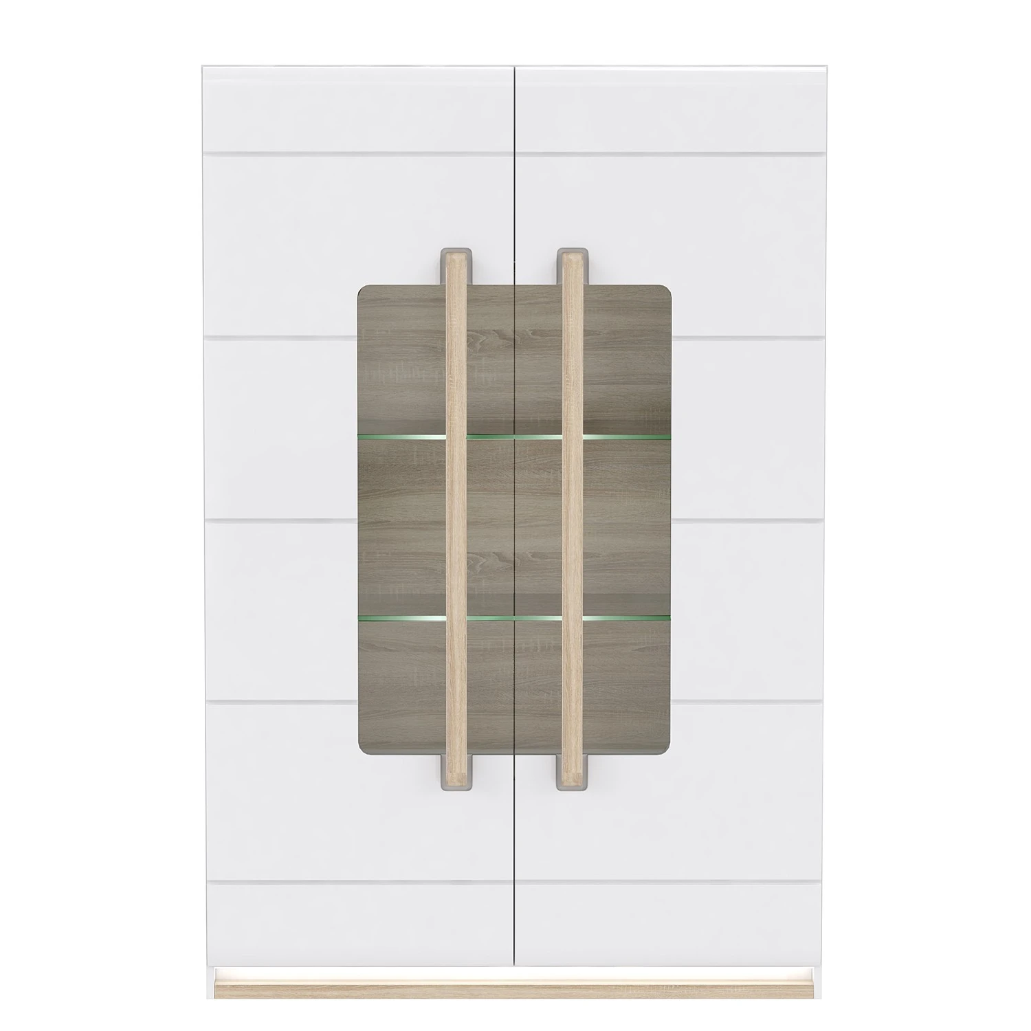 Loftscape Vitrinenschrank Toscana - Inkl. Beleuchtung - Hochglanz Weiß / Eiche Sonoma Dekor 3 Loftscape Vitrinenschrank Toscana - Inkl. Beleuchtung - Hochglanz Weiß / Eiche Sonoma Dekor – Bild 3