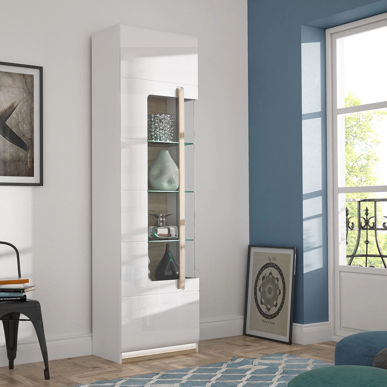 Loftscape Standvitrine Toscana - Inkl. Beleuchtung - Eiche Sonoma Dekor 2 Loftscape Standvitrine Toscana - Inkl. Beleuchtung - Eiche Sonoma Dekor – Bild 2