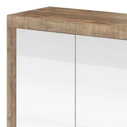 Loftscape Sideboard Shipley II - Hochglanz Weiß / Eiche Dekor - Breite: 180 cm -Wohnzimmermöbel boutique en ligne 1000342828 220412 040 DETAILS P000000001000342828