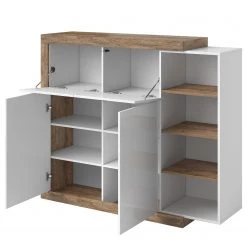 Loftscape Kommode Shipley - Hochglanz Weiß / Eiche Dekor -Wohnzimmermöbel boutique en ligne 1000342829 220412 030 DETAILS P000000001000342829