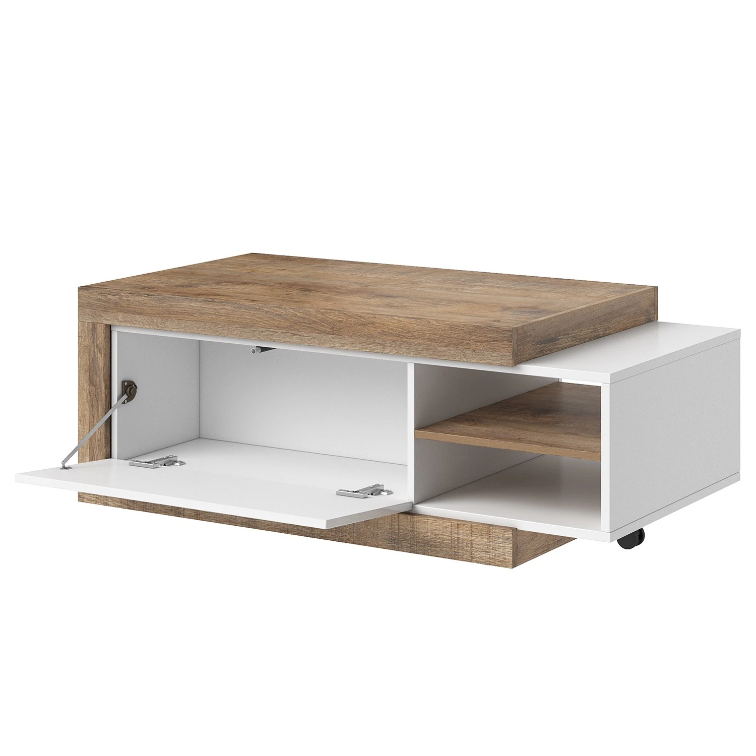 Loftscape Couchtisch Shipley - Hochglanz Weiß / Eiche Dekor 3 Loftscape Couchtisch Shipley - Hochglanz Weiß / Eiche Dekor – Bild 3