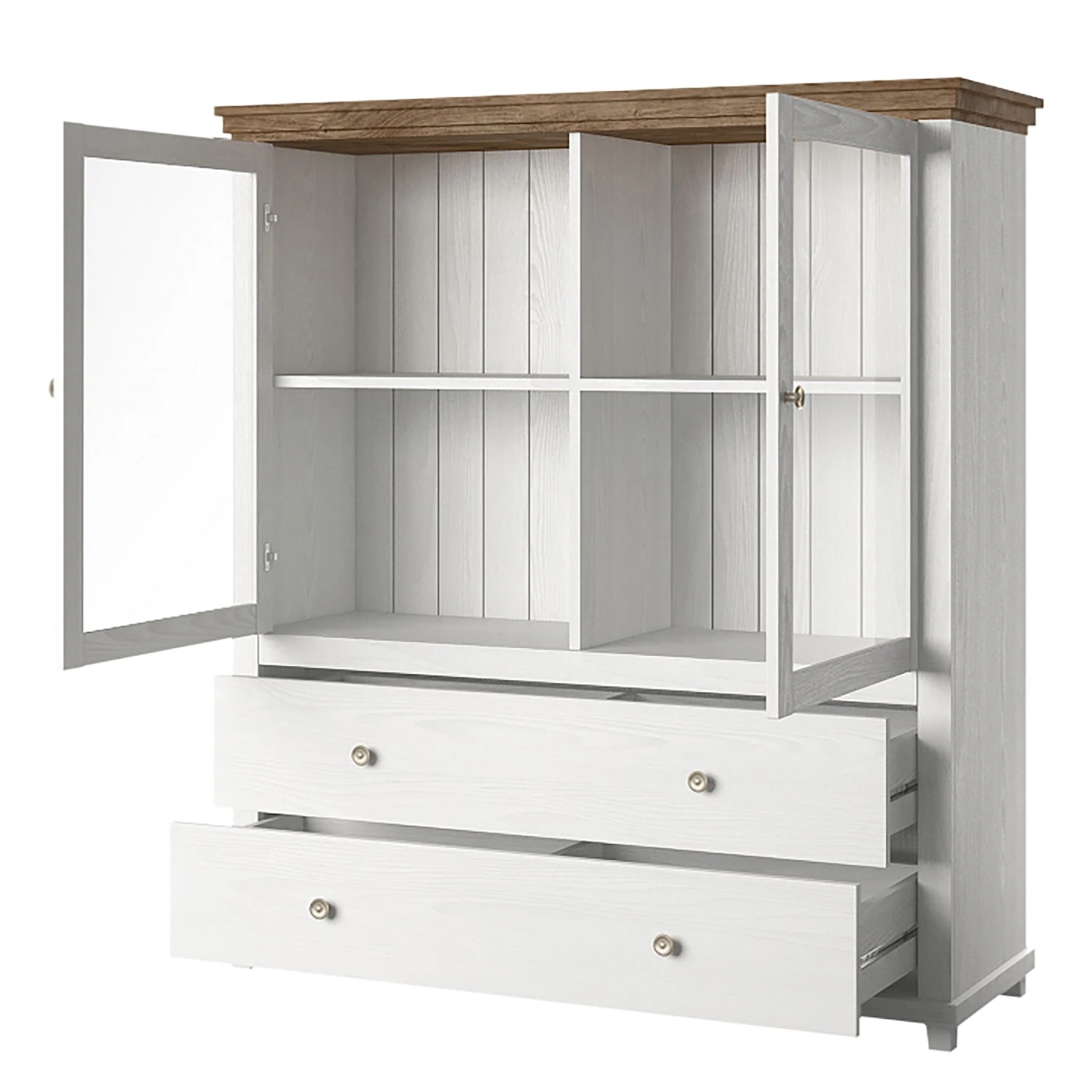 Ridgevalley Wohnwand Emmanuela II (4-teilig) - Kiefer Weiß Dekor 4 Ridgevalley Wohnwand Emmanuela II (4-teilig) - Kiefer Weiß Dekor – Bild 4