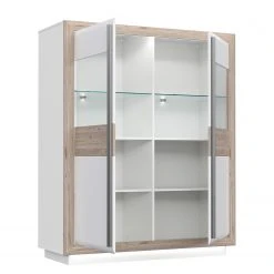 Loftscape Vitrinenschrank Wilander - Inkl. Beleuchtung - Hochglanz Weiß / Eiche Nelson Dekor -Wohnzimmermöbel boutique en ligne 1000344668 220414 030 DETAILS P000000001000344668