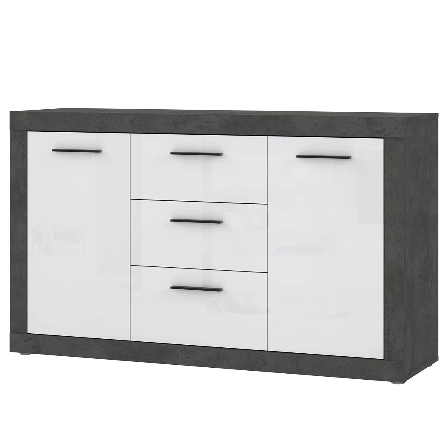 Loftscape Sideboard Vetras - Hochglanz Weiß / Beton Dekor 1 Loftscape Sideboard Vetras - Hochglanz Weiß / Beton Dekor