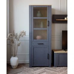 Ridgevalley Standvitrine Vassia - Eiche Navy Dekor / Eiche Riviera Dekor -Wohnzimmermöbel boutique en ligne 1000344675 220414 021 MOOD DETAILS P000000001000344675 mood