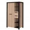 Red Living Highboard Westlock I - Esche Dekor / Schwarz