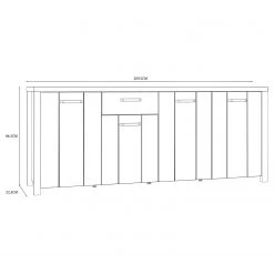 Red Living Sideboard Westlock II - Esche Dekor / Schwarz -Wohnzimmermöbel boutique en ligne 1000344679 220414 500 SKETCH DETAILS P000000001000344679 sketch